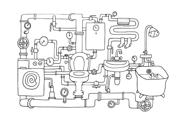 Ingeniería sanitaria en segundo plano — Vector de stock