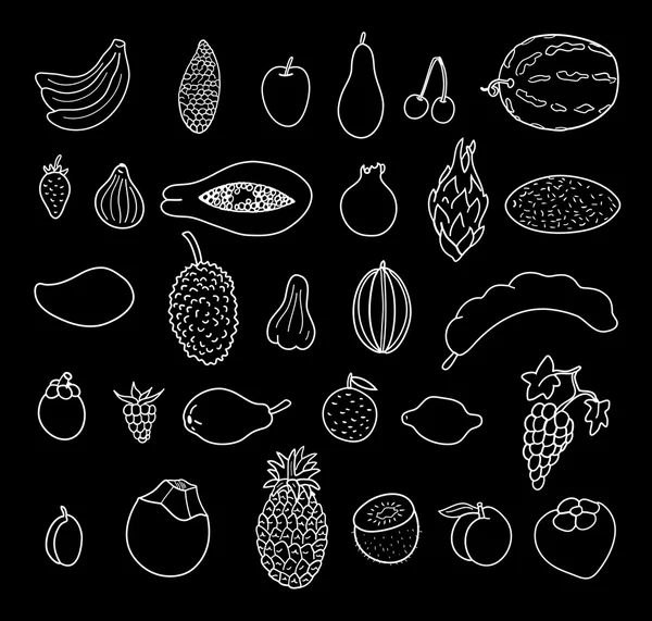 Tropické ovoce. Ručně kreslenou kolekce — Stockový vektor