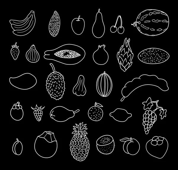 Fruits tropicaux. Collection dessinée à la main — Image vectorielle