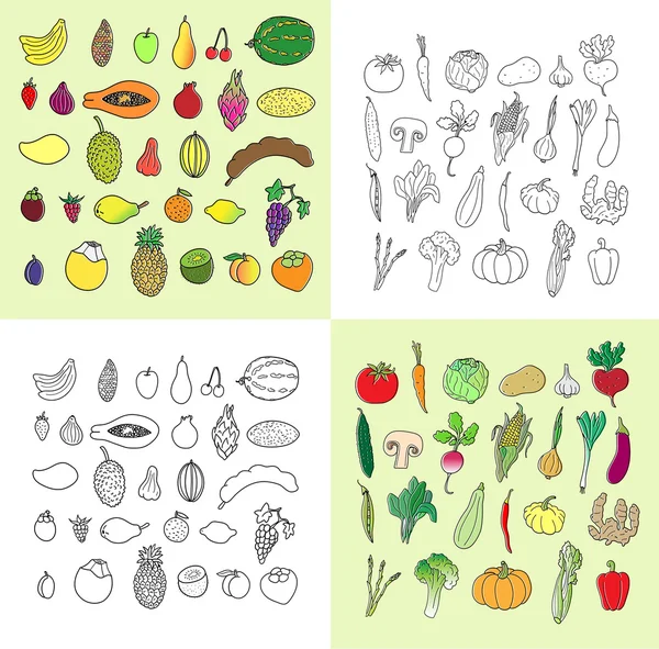 Légumes et fruits tropicaux . — Image vectorielle