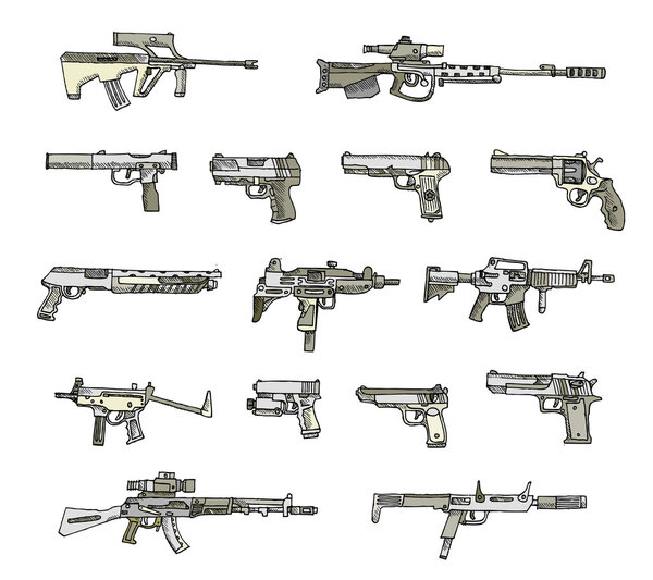 Seamless pattern with weapons