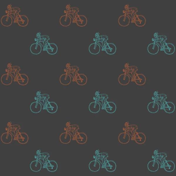 Bezešvé vzor s cyklista. — Stockový vektor