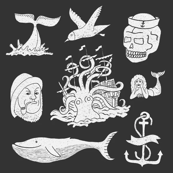 Морські теми татуювання . — стоковий вектор