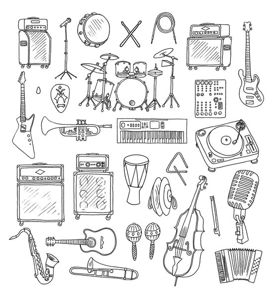 Set of Music Instruments.