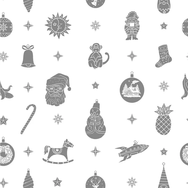 Απρόσκοπτη μοτίβο με χριστουγεννιάτικα στοιχεία — Διανυσματικό Αρχείο