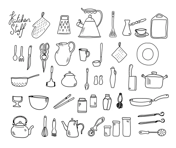 Kitchenware. Doodle set — Stock Vector