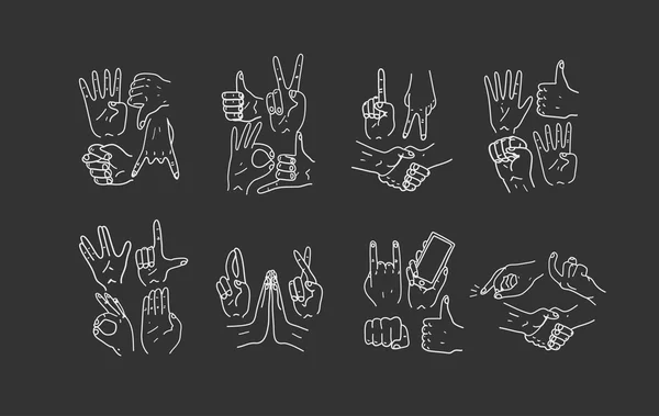 Hands.Gestures ilustración — Vector de stock