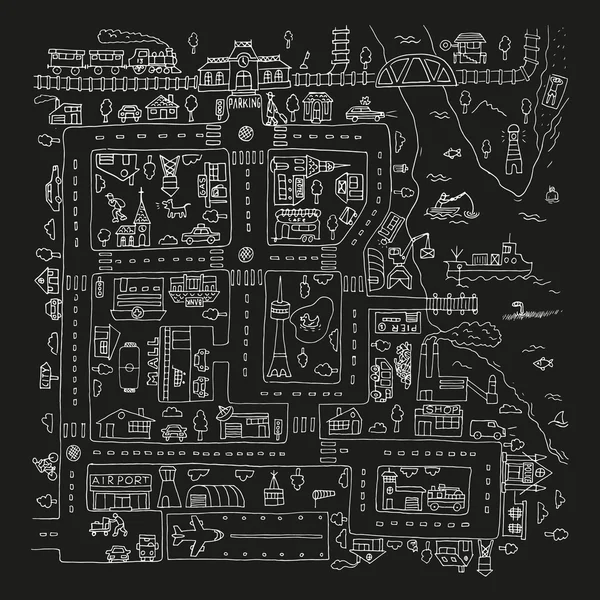 Mapa da cidade de Doodle . —  Vetores de Stock