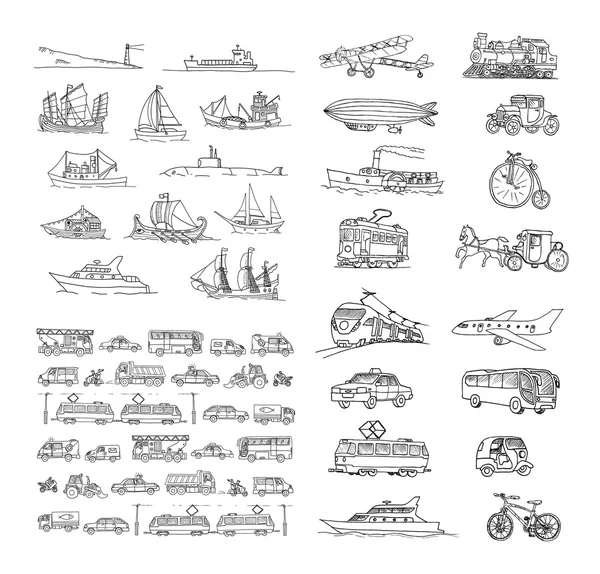 Big set with different transports. — Stock Vector