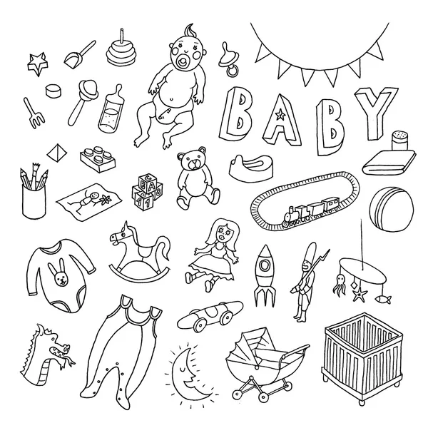 Conjunto de bebés. Doodle. —  Vetores de Stock