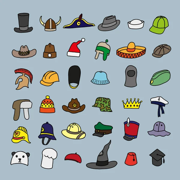 Ensemble de chapeaux différents — Image vectorielle