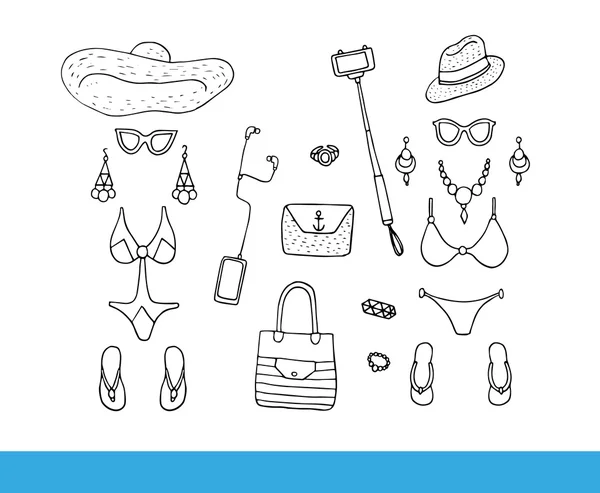 Accessoires de plage pour femmes . — Image vectorielle