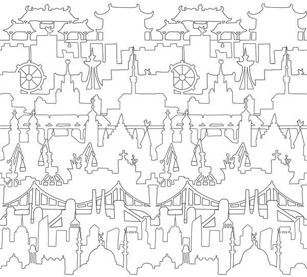Skylines безшовний візерунок. Місто . — стоковий вектор