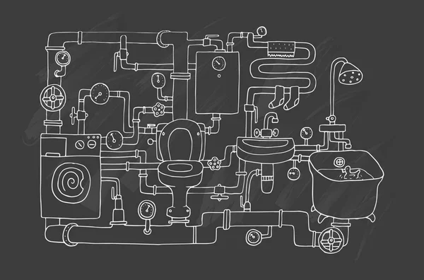 Sanitary engineering on background — Stock Vector