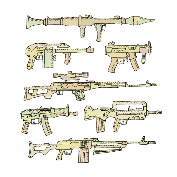 Armas pesadas al estilo garabato — Archivo Imágenes Vectoriales