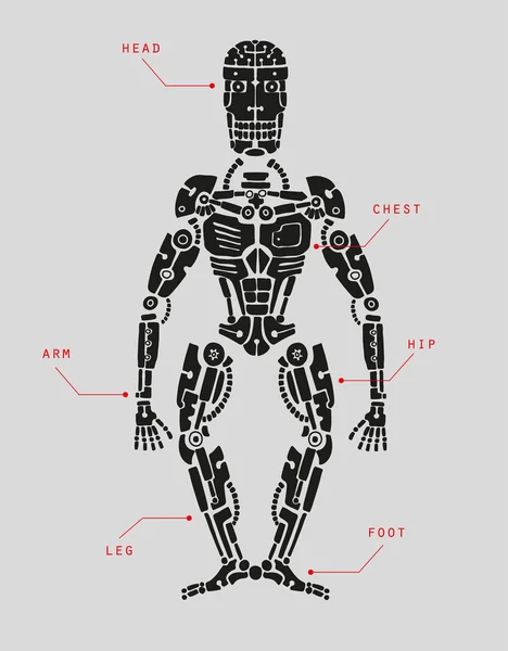 Cyborg dans le style doodle . — Image vectorielle