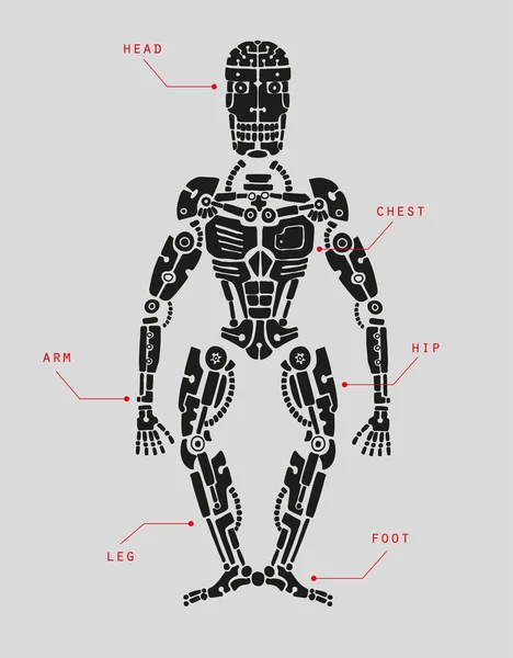 Cyborg doodle tarzı. — Stok Vektör