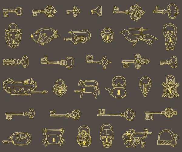 Seamless pattern with vintage locks — Stock Vector