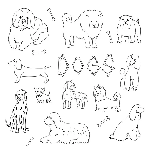 Dogs. Doodle set — Stock Vector