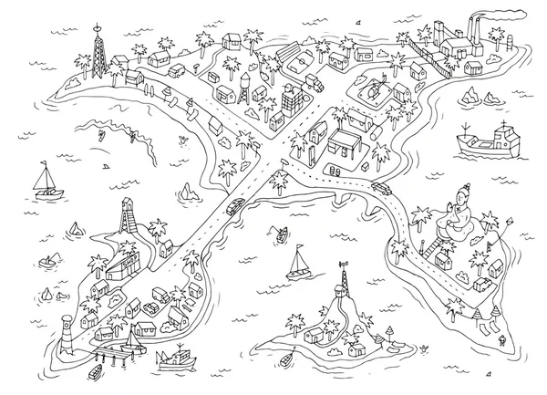 Carte des îles Doodle . — Image vectorielle