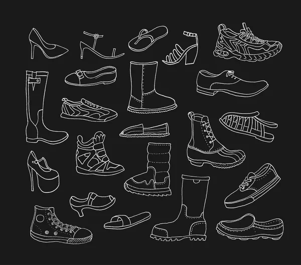 Colección de moda. Zapatos dibujados a mano . — Archivo Imágenes Vectoriales