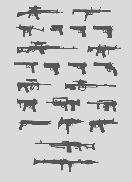 Set of weapons. Silhouette.
