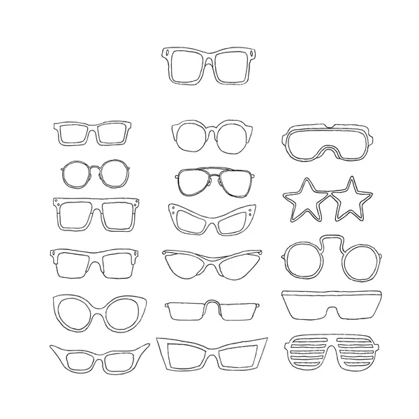 一整套太阳镜和眼镜. — 图库矢量图片