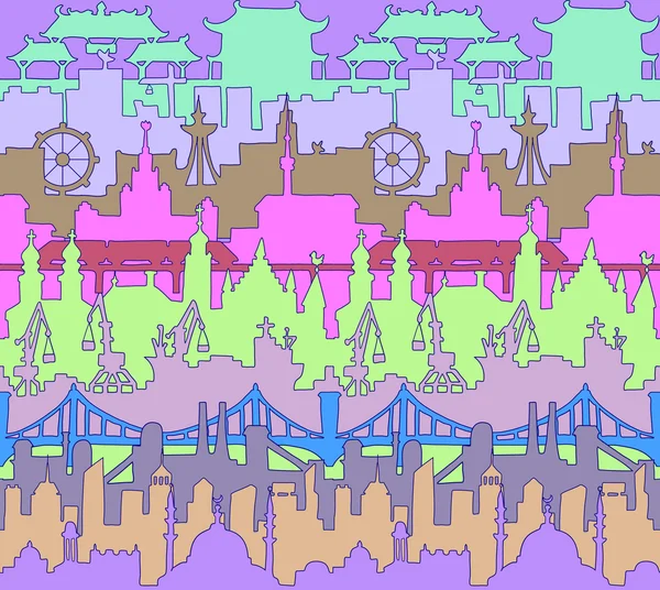 Skylines seamless pattern. Town.