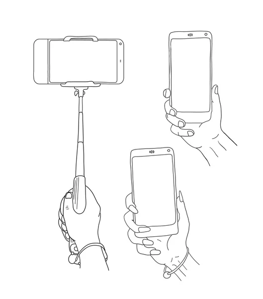 Selfie auf dem Smartphone. Doodle — Stockvektor