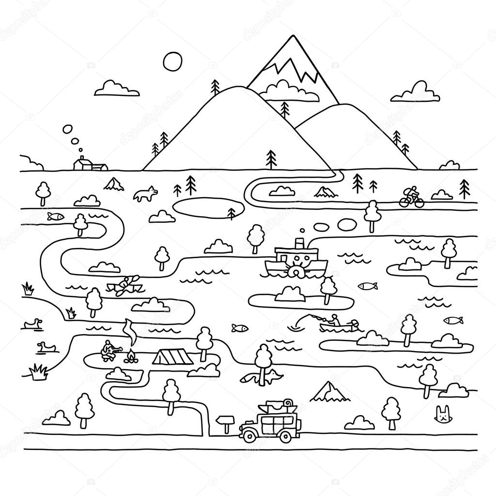 Eco travel in doodle style.