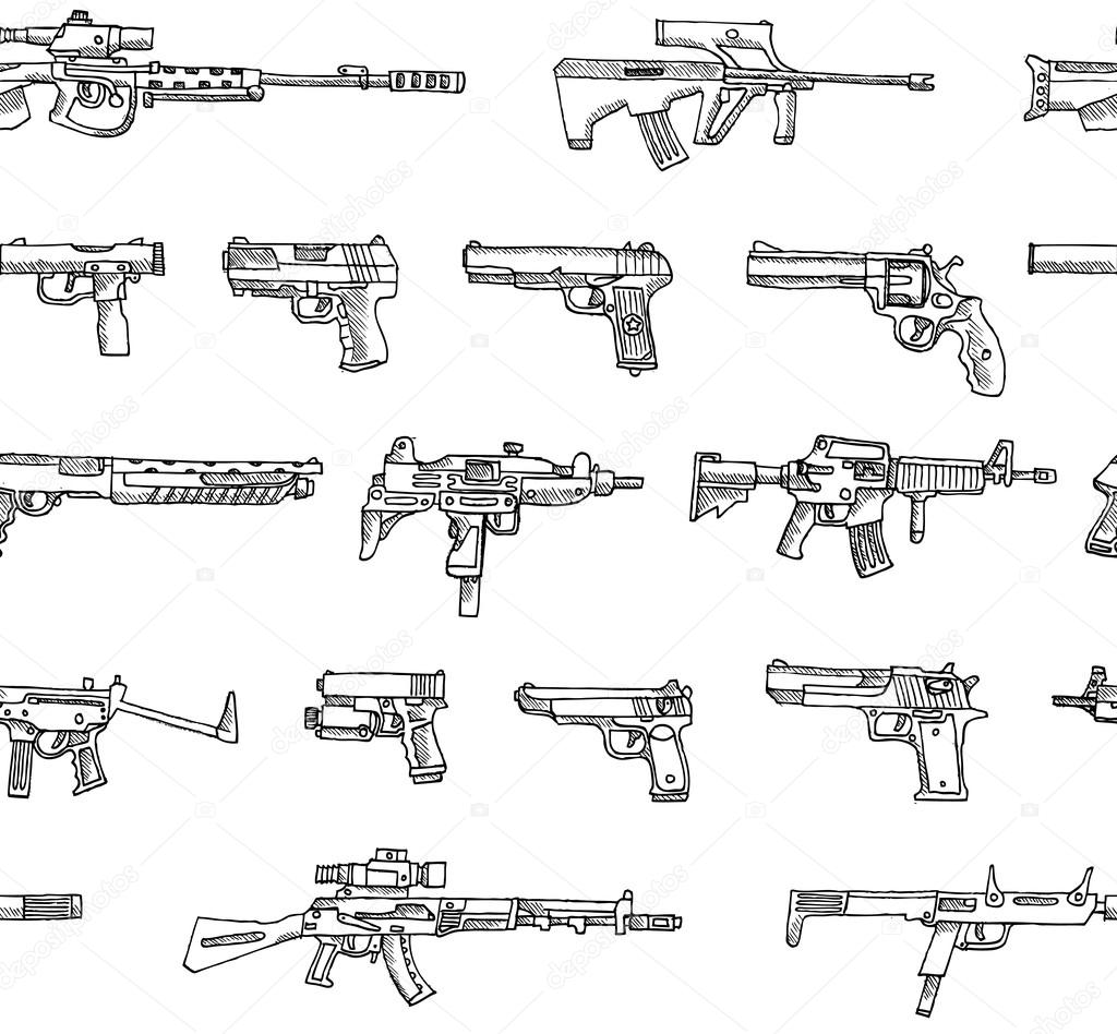 Seamless pattern with weapons