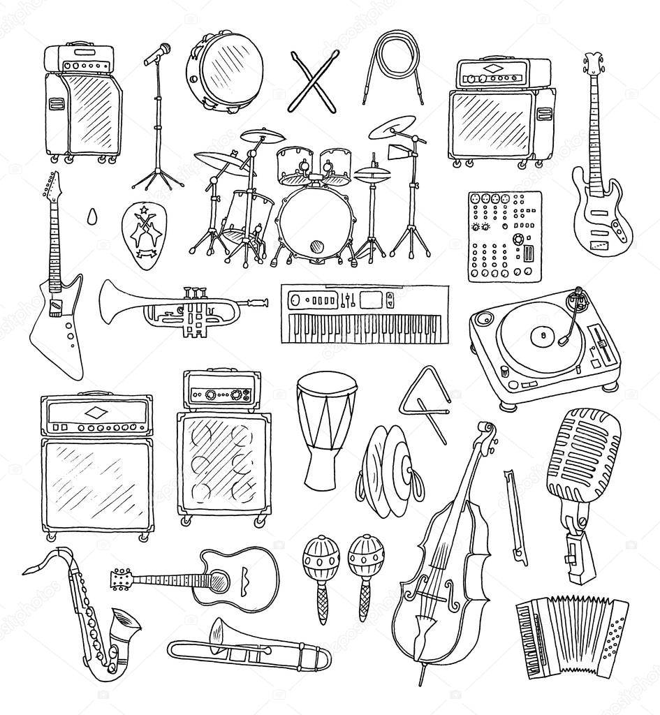 Set of Music Instruments.