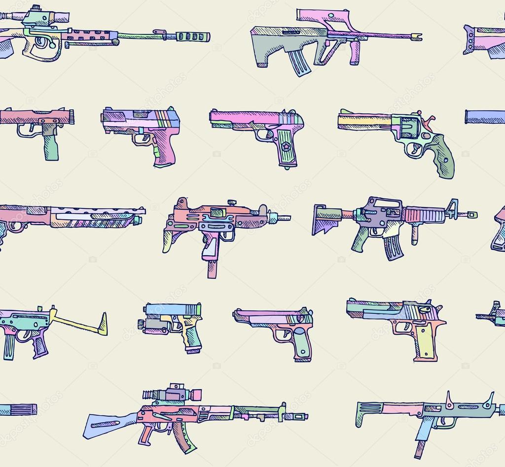 Seamless pattern with weapons