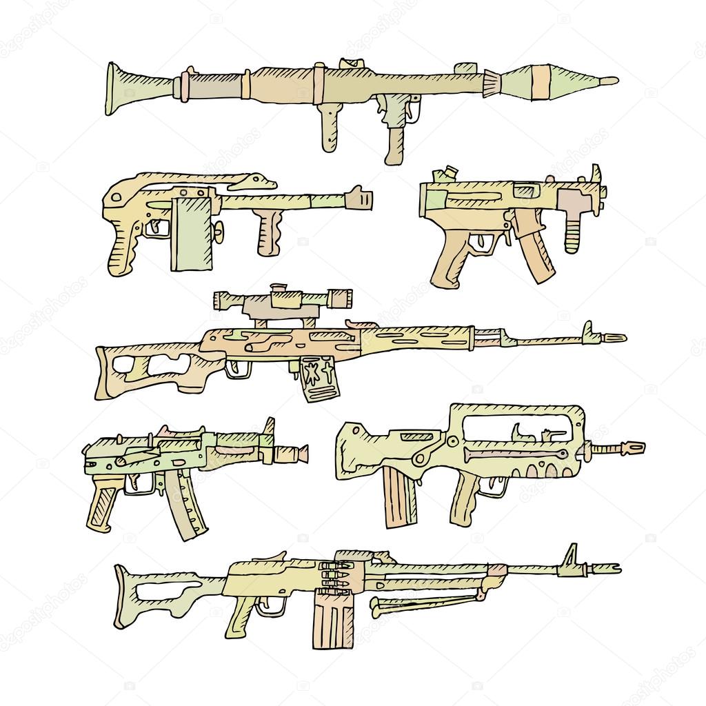Heavy weapons in doodle style