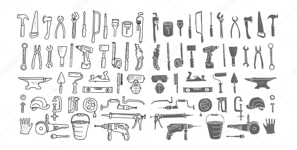 Construction tools collection.