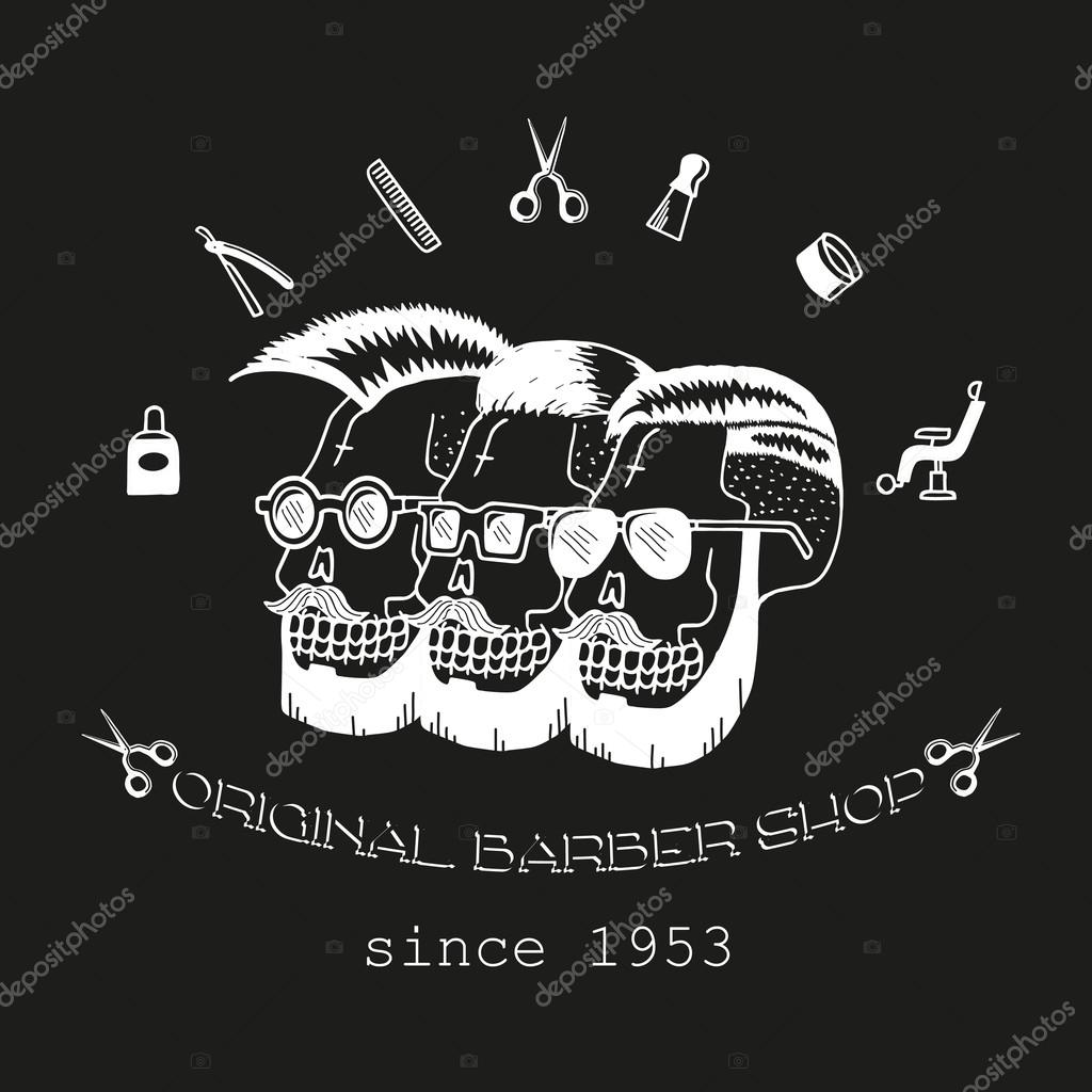 Original Barber shop. Trendy elements about hairdresser theme. Hipster logotype. Isolated