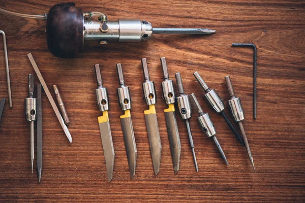 hand engraving tools placing on table
