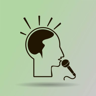 Düşünüyorum, mikrofon simgesi düz tasarım 