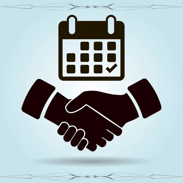 Calendar flat icon, handshake — Stock Vector