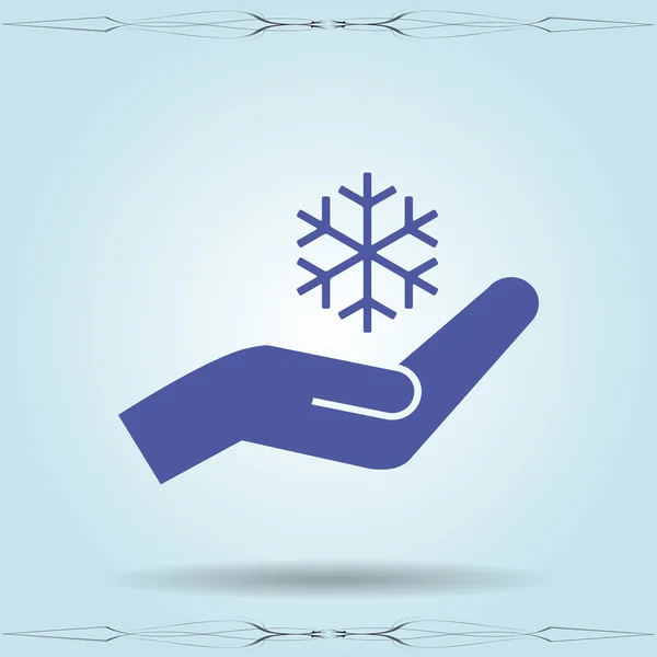 Flocon de neige dans la main icône — Image vectorielle