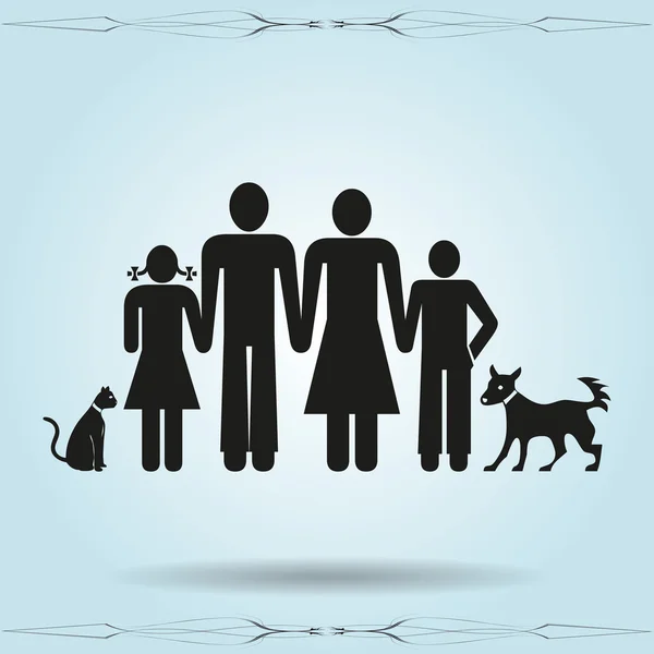 Kids silhouette family. icon — Stock Vector