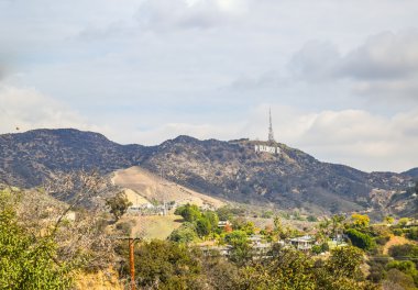 The world famous landmark Hollywood Sign. A view of the Hollywood sign clipart