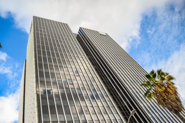 Downtown los angeles kuleleri ve bir açık kış gününde.