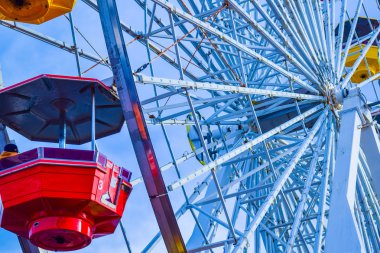 The roller coaster at the amusement park on the Santa Monica Pier in Santa Monica, California