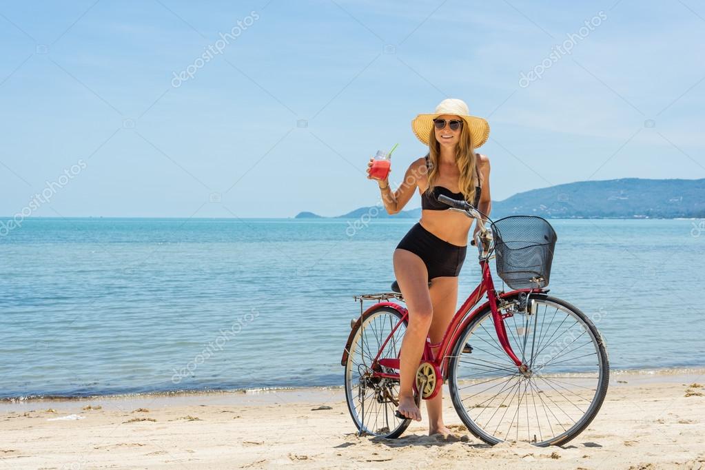bike riding on the beach
