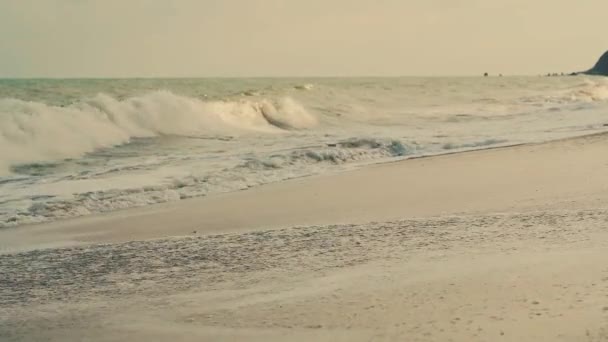 Brandung Und Wellen Einem Tropischen Sandstrand — Stockvideo