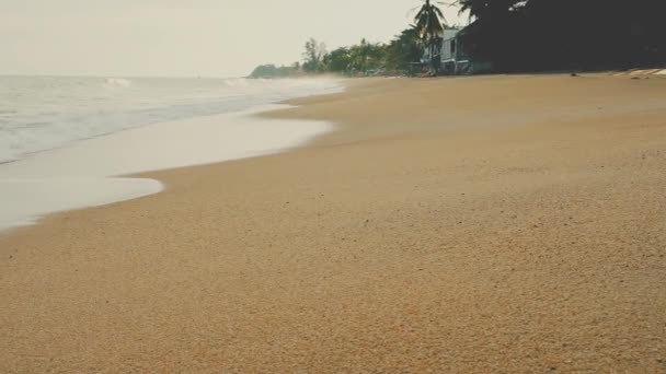 Litoral Com Surf Ondas Uma Praia Tropical Desértica Pôr Sol — Vídeo de Stock