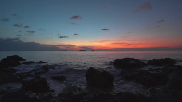 Panorama Eines Meeres Bunter Sonnenuntergang — Stockvideo