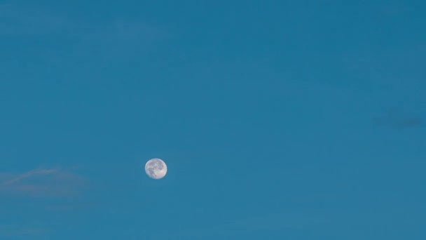 Vista Panorâmica Lua Cheia Sobre Mar Durante Nascer Sol — Vídeo de Stock