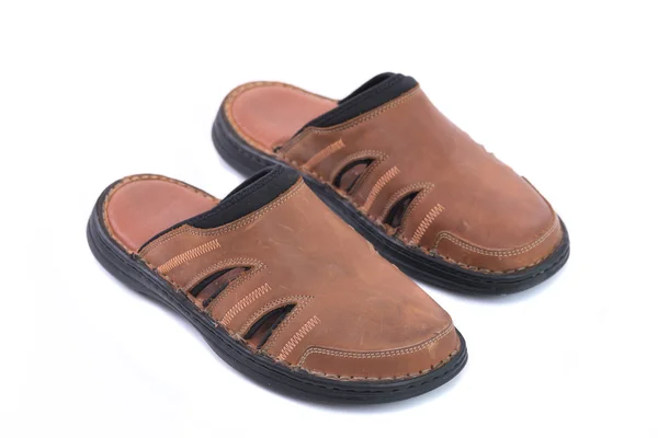 Brunt läder sandal — ストック写真